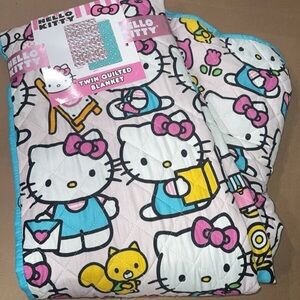 Hello Kitty Pink and Blue Quilted twin size Blanket